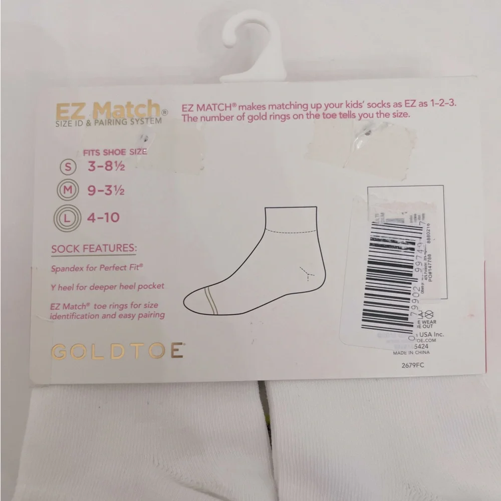 Gold Toe Girl Flat Knit Quarter Socks Girl’s Size Large Fits Shoe Size 4…